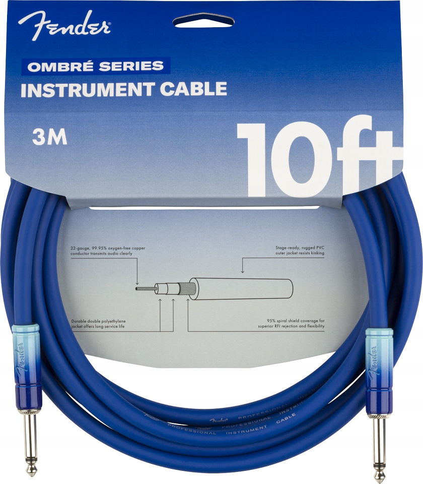 Fender Ombré 10' Instrument Cable BLB 3m Kabel gitarowy Instrumentalny