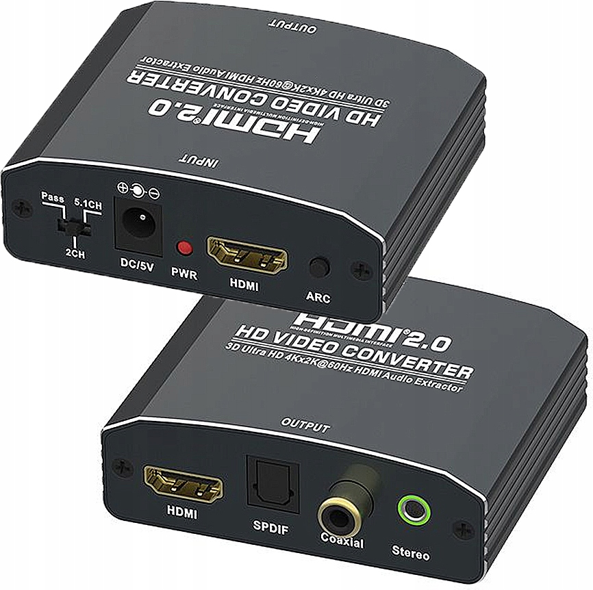 Extractor HDMI-HDMI + Audio SPDIF lub R/L Coaxial