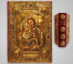 Orginalna Złota Biblia Papieska 24 KARat+Bursztyny