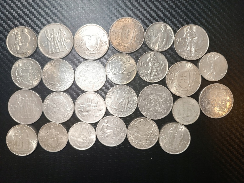Czechosłowacja - przed i powojenna x 26, same srebro, różne próby
