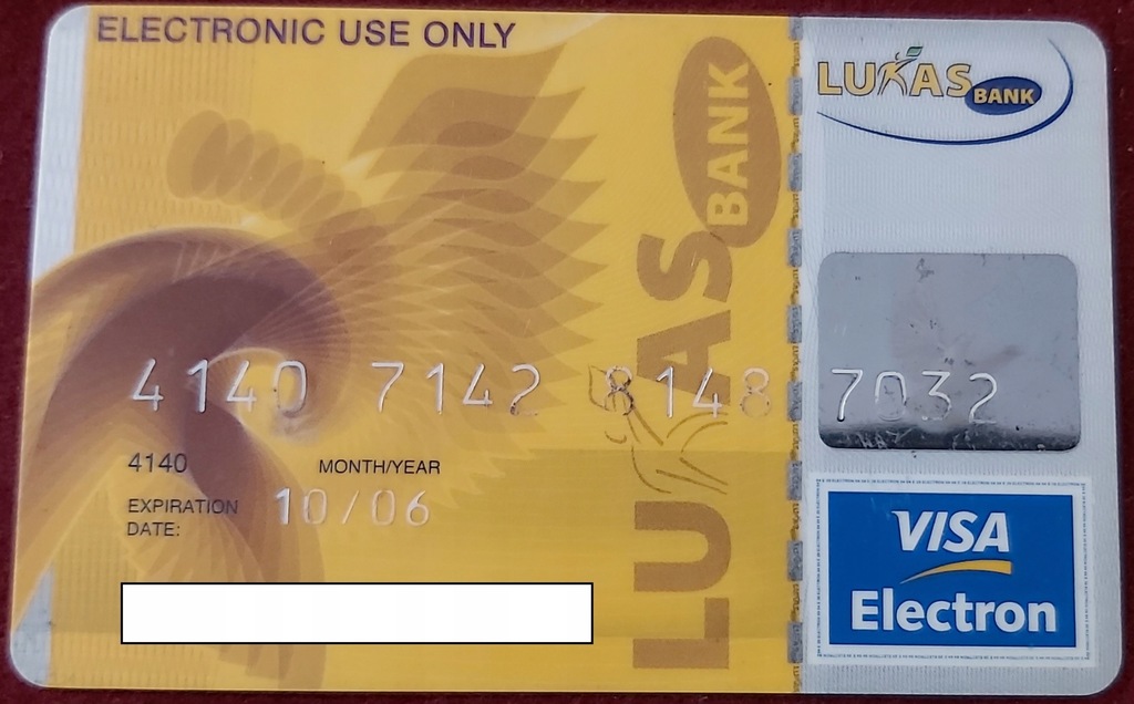 Karta VISA ELECTRON LUKAS Bank