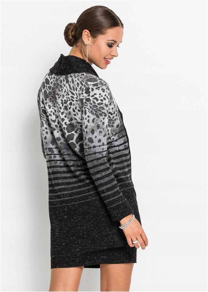 SWETER BEZ ZAPIĘCIA Z WZOREM LAMPARTA 3H6C08 Bonprix 36/38