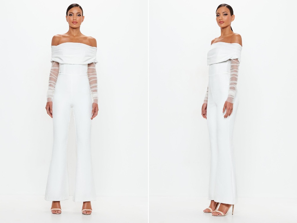 O006D14 Missguided BIAŁY KOMBINEZON BEZ RAMION 38