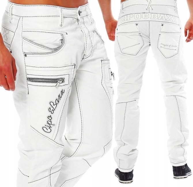 WANTED JEANS BIALE WHITE CIPO BAXX CD135 : 38/34