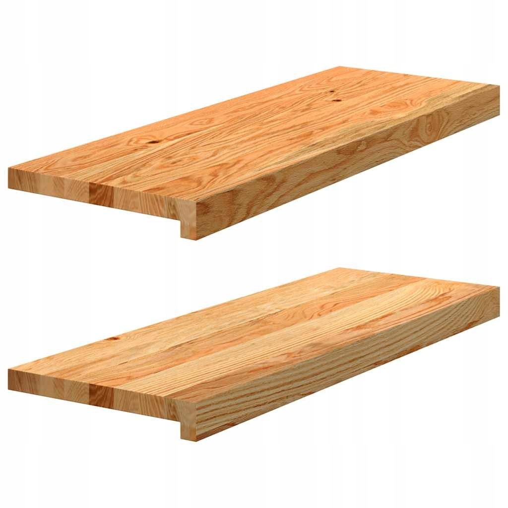 STOPNIE SCHODOWE SCHODY 2 SZT. BRĄZOWE 70X30X2CM LITE DREWNO DĘBOWE