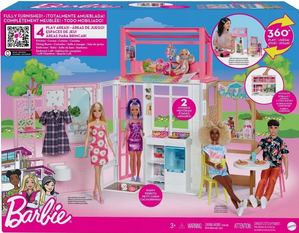 Barbie Kompaktowy domek + Lalka HCD48 Mattel Barbie