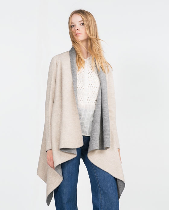 ZARA Zjawiskowy Asymetryczny Sweter Poncho ! r. M