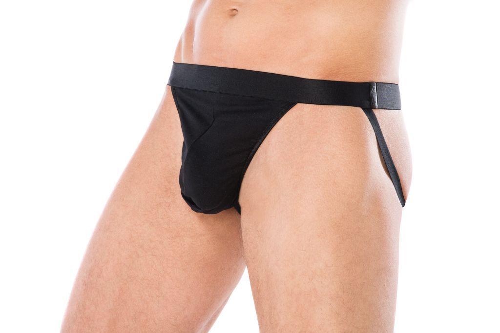 Erotyczny Jockstrap męski z czarnej bawełny L XL