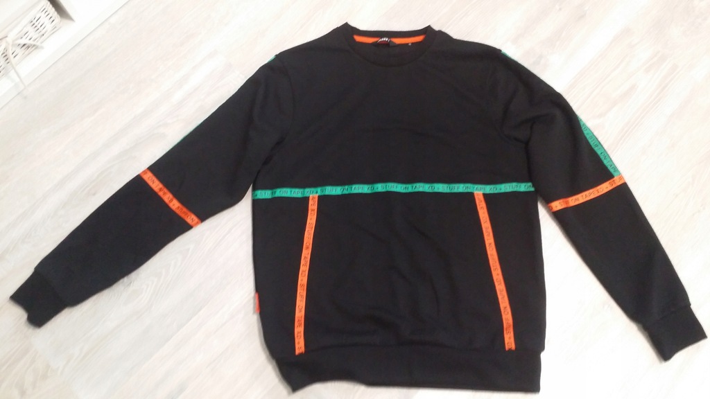 longsleeve cropp L męski czarny z dodatkami