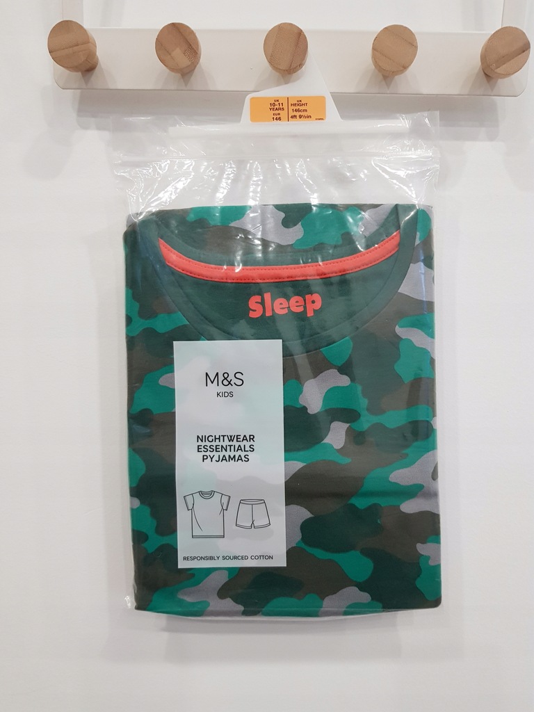 M&S piżama chłopięca krótki rękaw moro 146 cm