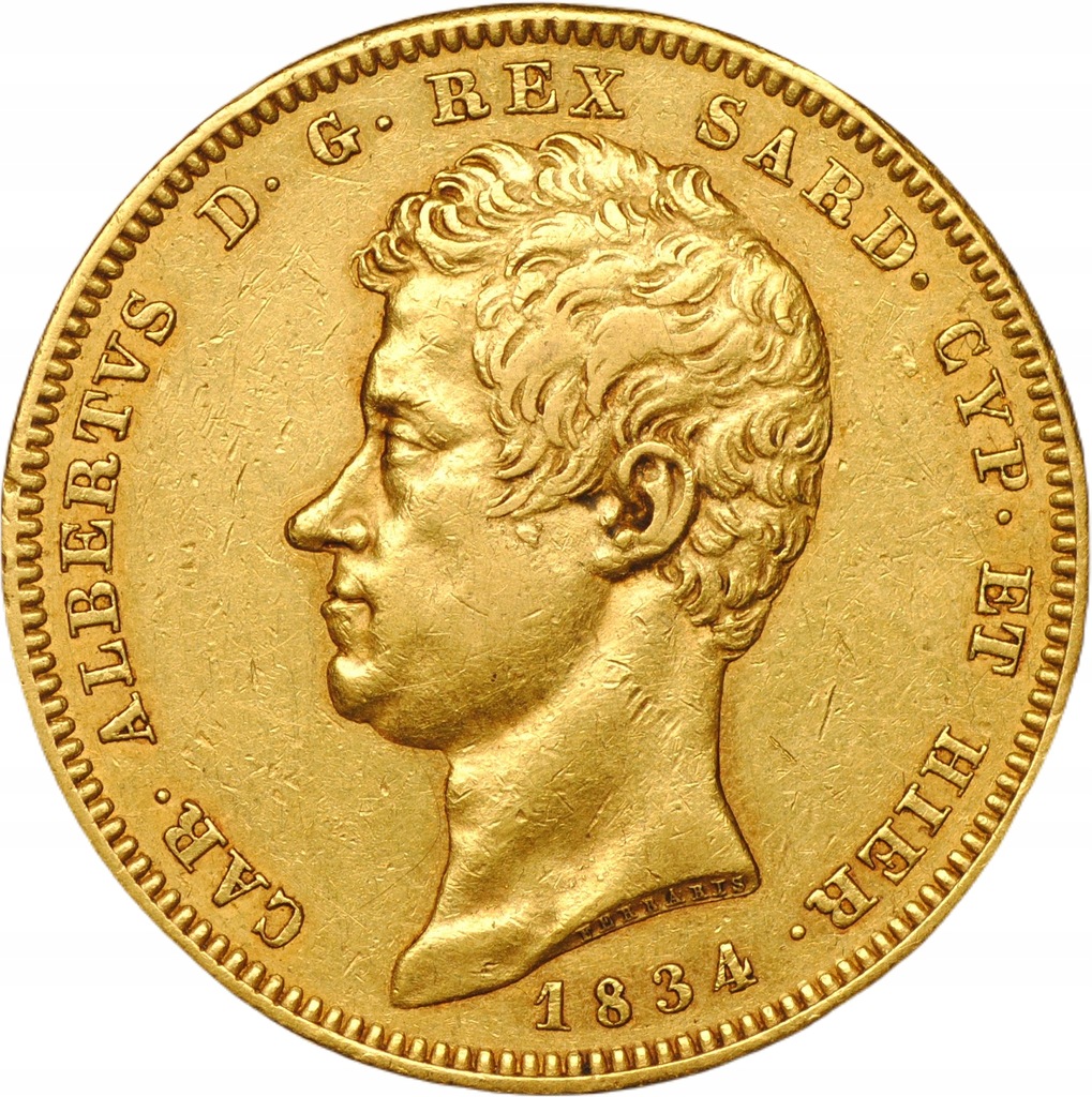 Włochy 100 Lirów 1835 głowa orła P - Turyn rzadkie