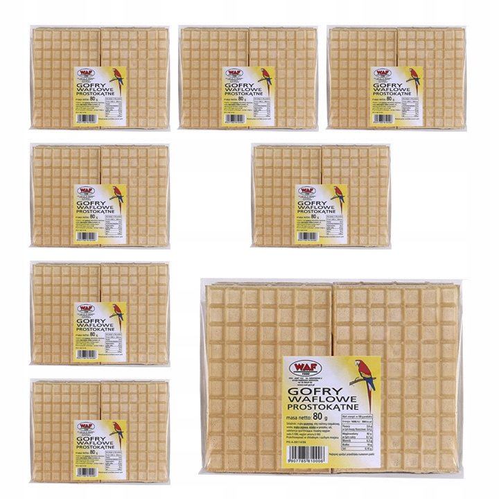 8 x WAF Gofry waflowe prostokątne 80g