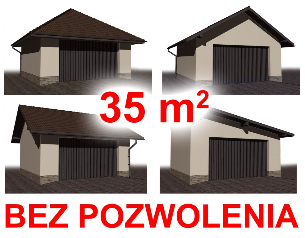 Projekt garażu 35 m2 - BEZ POZWOLENIA !