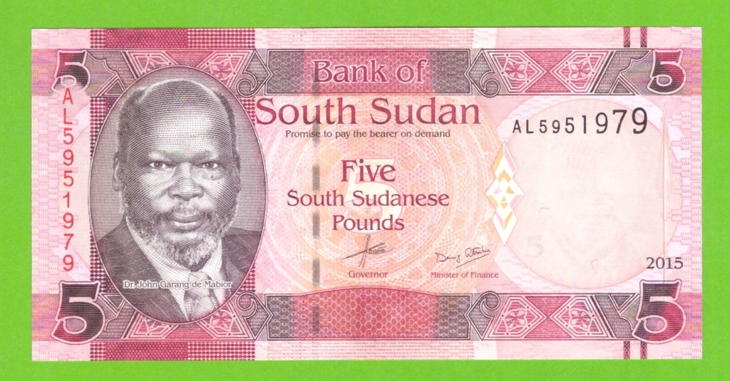 SUDAN PŁD. 5 POUNDS 2015 P-11 UNC