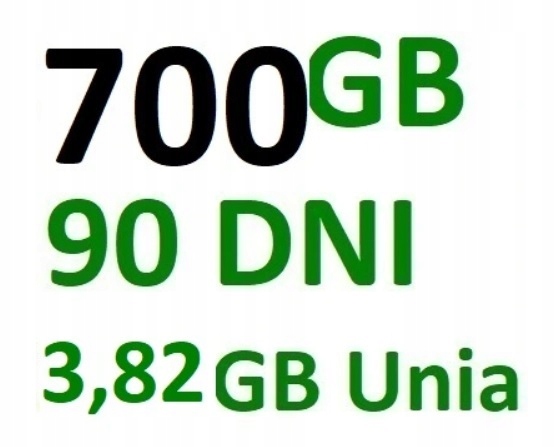Plus internet na kartę 700 GB 90 dni 3,82 GB UNIA plus super gratis