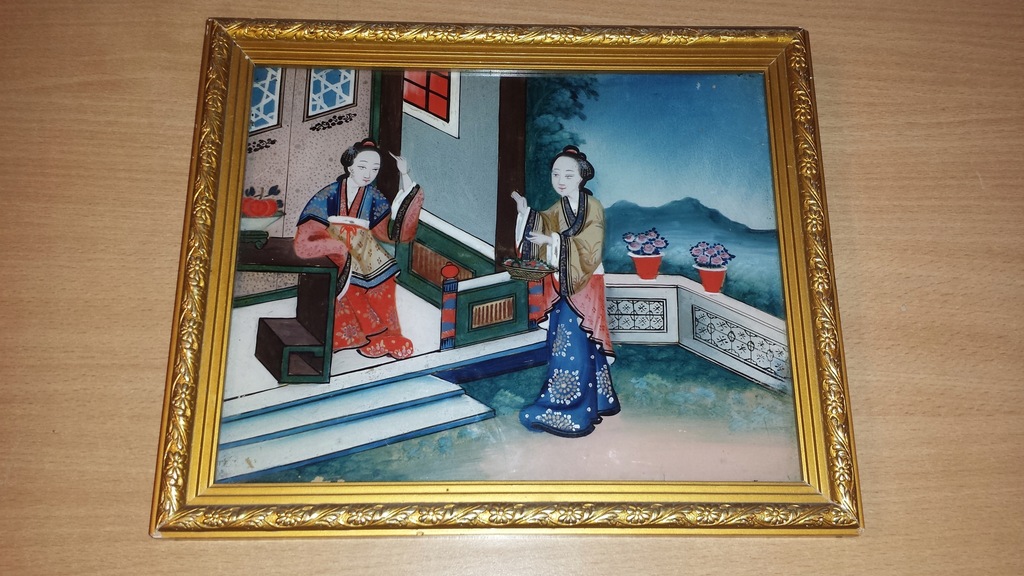 Obraz na szkle malowany strój ludowy Chiny