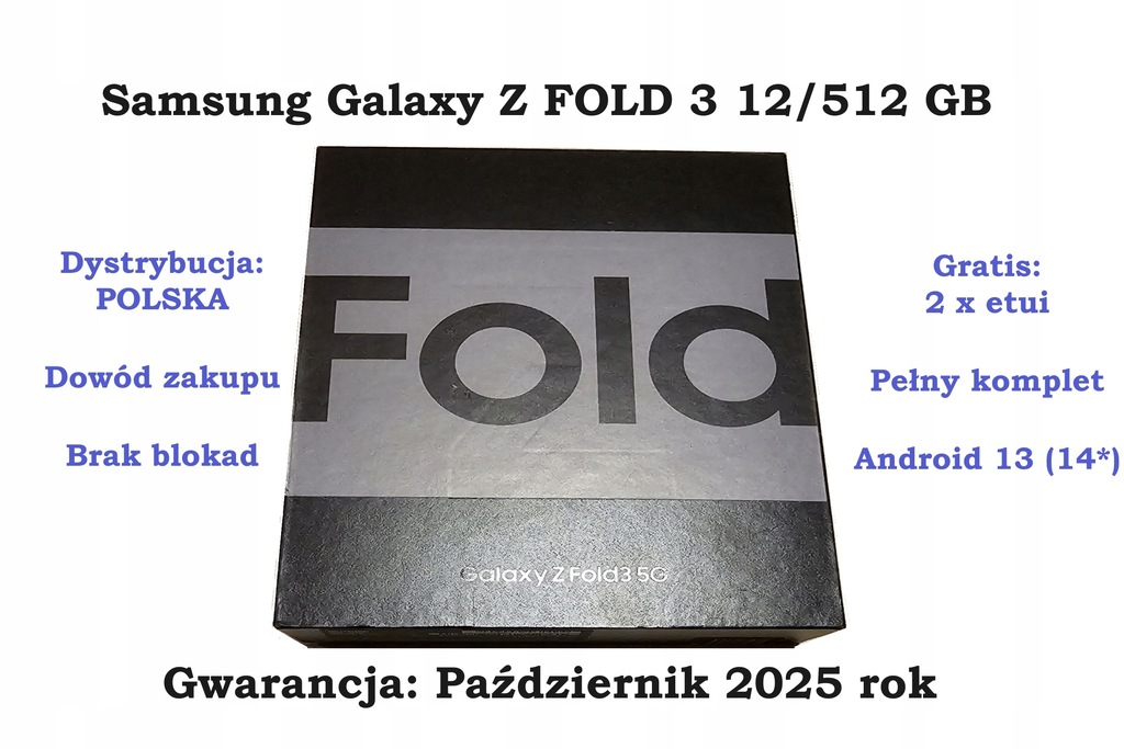 Samsung Galaxy Z Fold 3 12/512 GB - Gwarancja + Gratisy !!!
