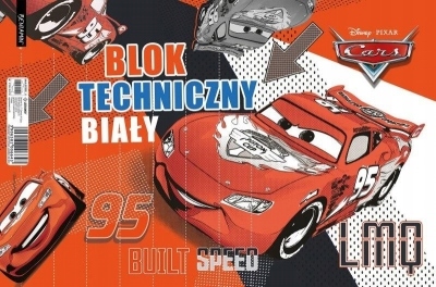 Blok techniczny biały A4/10K "Cars"