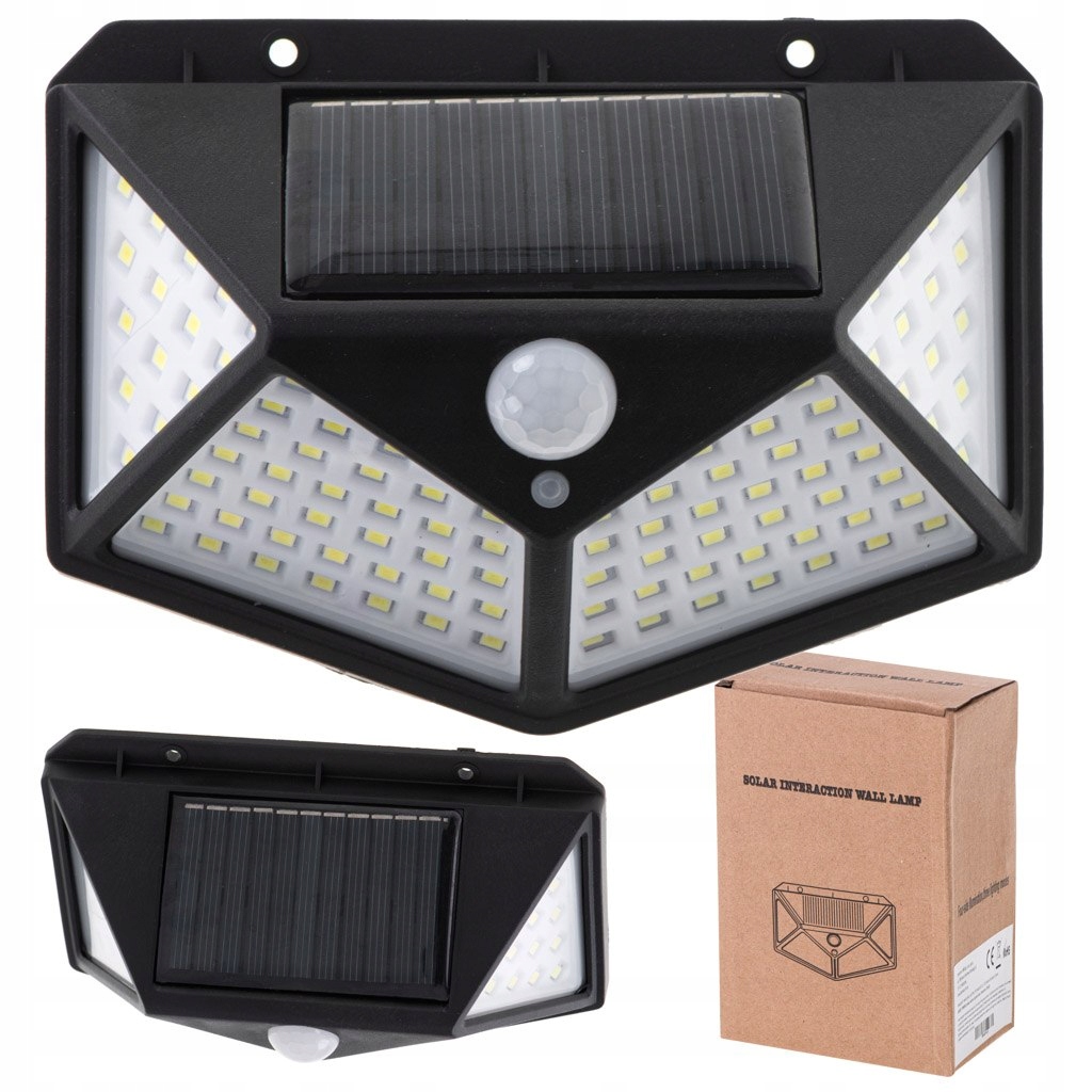 LAMPA SOLARNA CZUJNIK RUCHU I ZMIERZCHU 100 LED