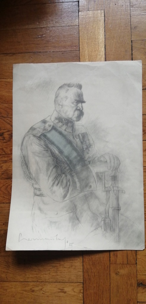 Józef Piłsudski 1935 Grafika Czeremański prawie pół Metra ! Ogromna