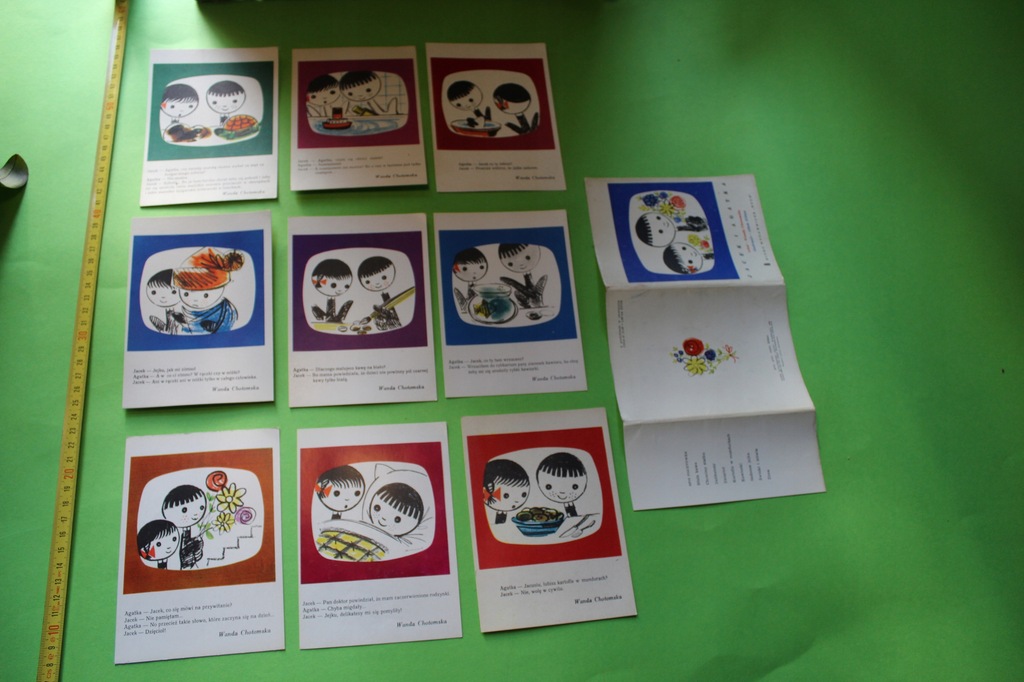 BAJKA JACEK I AGATKA ZESTAW 9 POCZTÓWEK w obwolucie 1966 RUCH ADAM ...