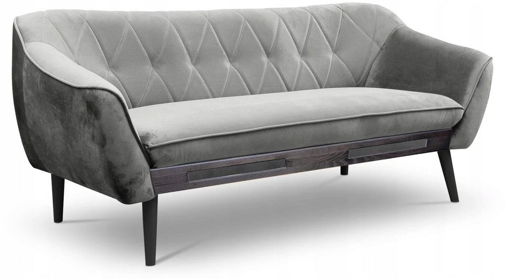 Sofa tapicerowana Cindy Wood III w stylu skandynawskim szara NOWY OUTLET