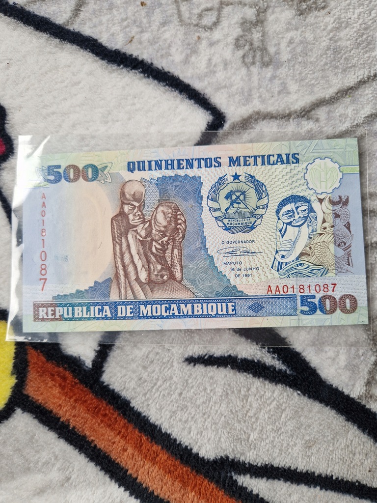 Banknot 500 meticais Mozambik. Stan UNC.
