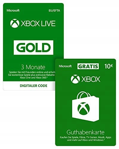 Xbox Live Gold 3 miesiące plus 10 Euro do Xbox
