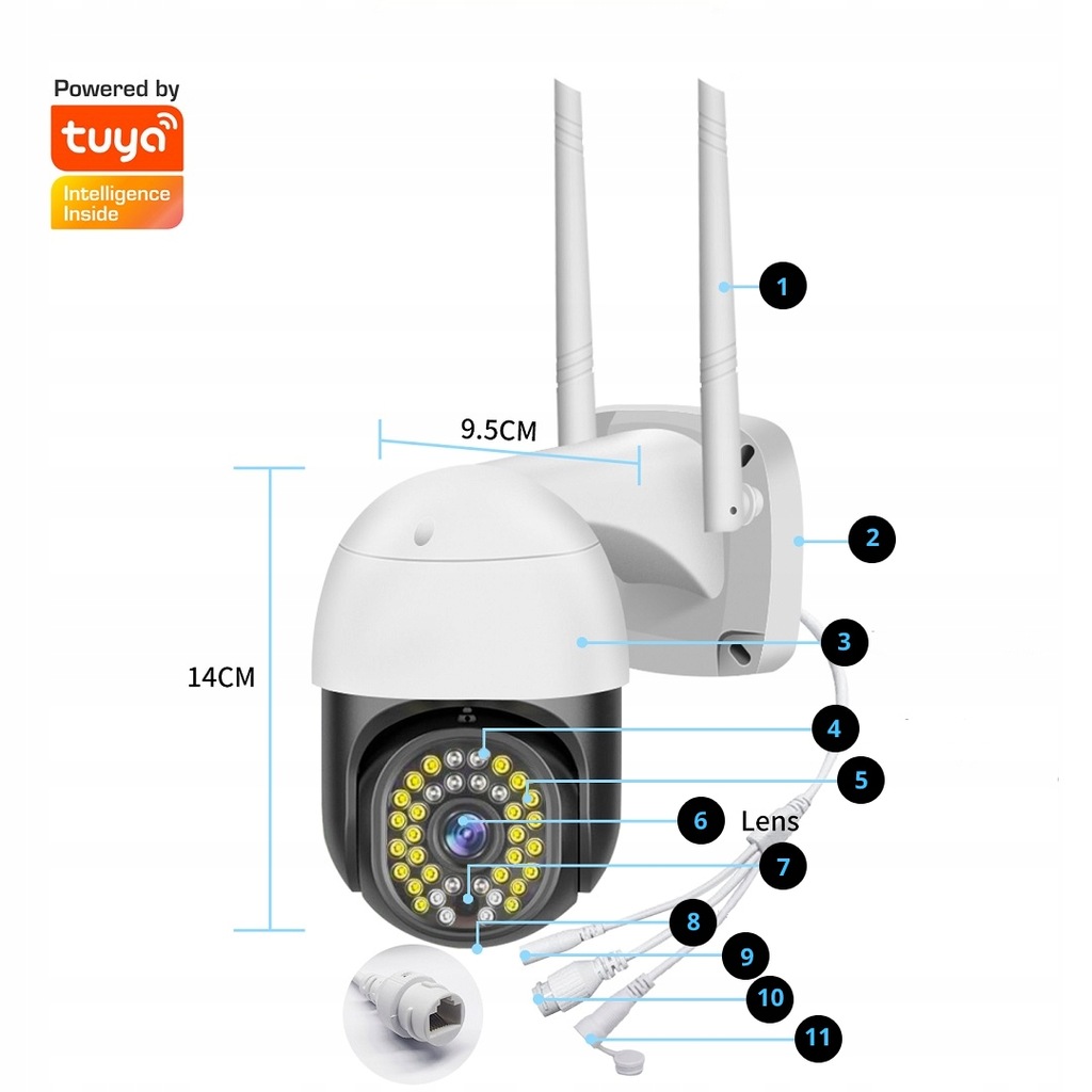 Купить НАРУЖНАЯ КОММУТАЦИОННАЯ КАМЕРА WIFI IP FULL HD TUYA: отзывы, фото, характеристики в интерне-магазине Aredi.ru