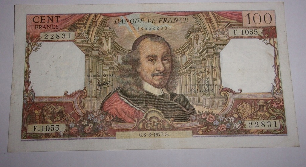 100 franków - Francja - cent francs - Banque de France - banknot 1977