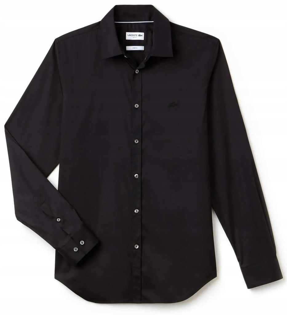 Koszula męska LACOSTE czarna slim-fit z kontrastowym logo - 43 / XL