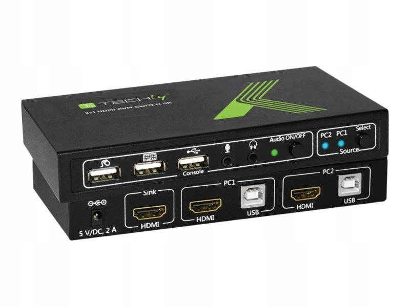 TECHLY 028696 Techly 2-portowy przełącznik KVM HDMI/USB 2x1 z audio