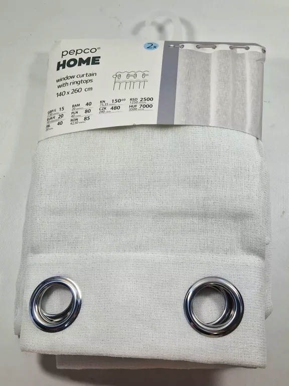 PEPCO FIRANY BIAŁE Z NITKAMI SREBRNYMI 140X260