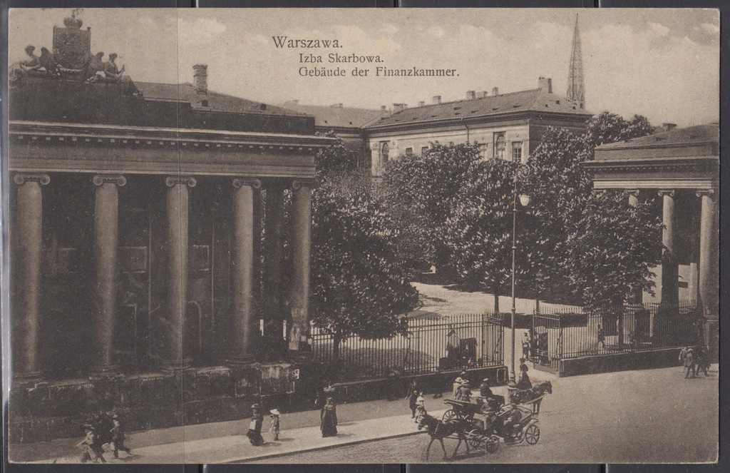 1916 kartka pocztowa Warszawa Izba Skarbowa - w miejscu na znaczek monogram