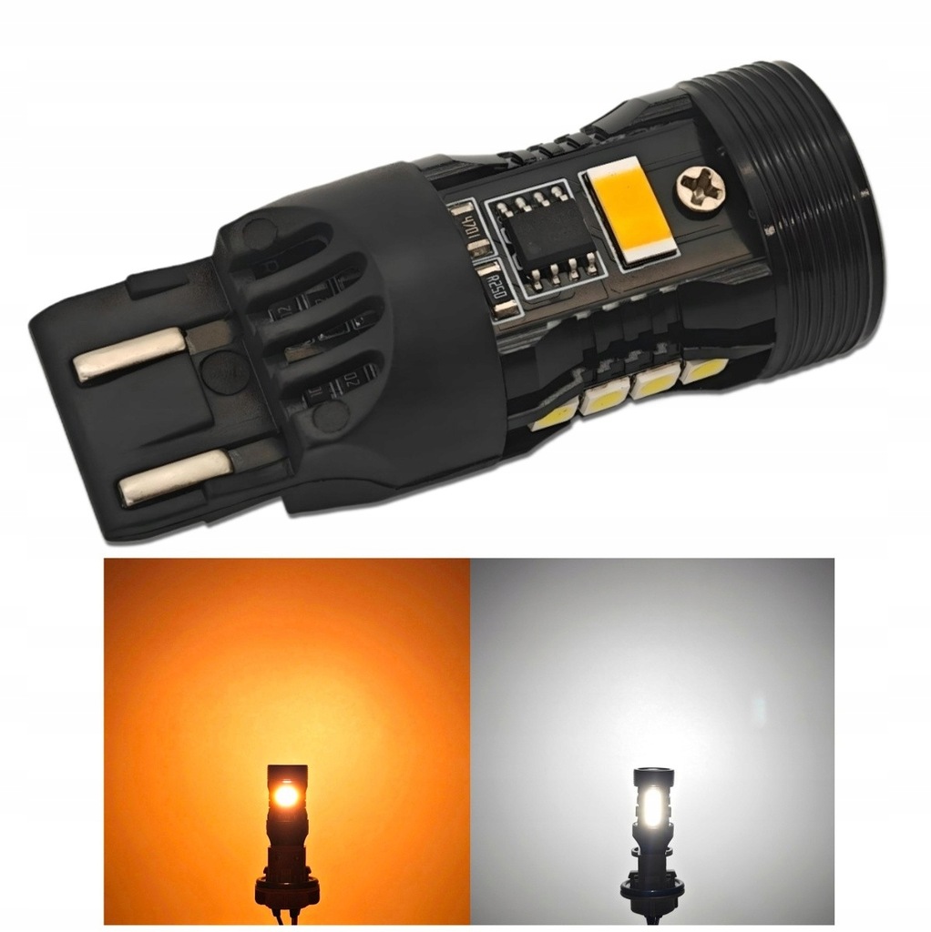 W21/5W LED żarówka 7443 12V bez błędu, dwa kolory, do aut JP