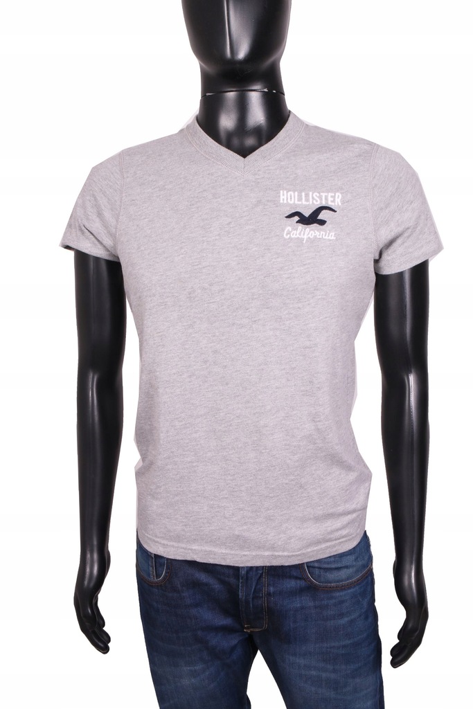 Hollister T-shirt Męski Koszulka V-Neck Szara S