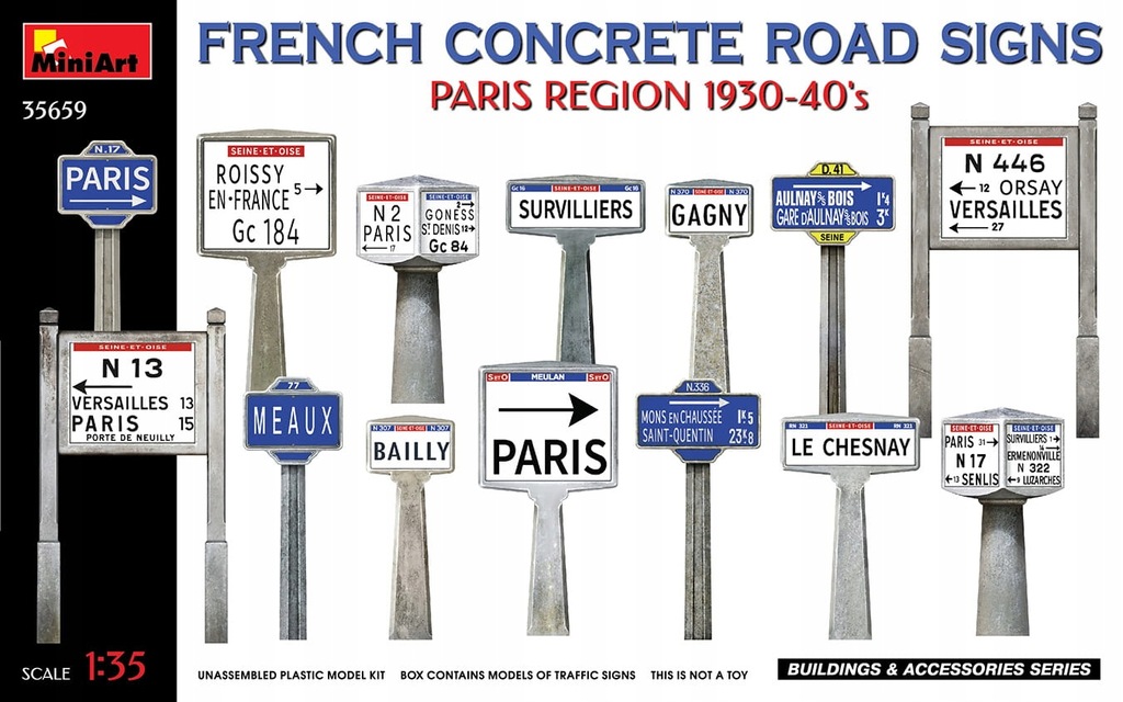 MINIART 35659 1:35 French Concrete Road Signs Pari