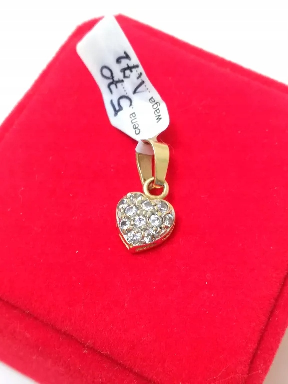 ZŁOTA ZAWIESZKA 750/1,72 SERCE Z KAMIENIAMI