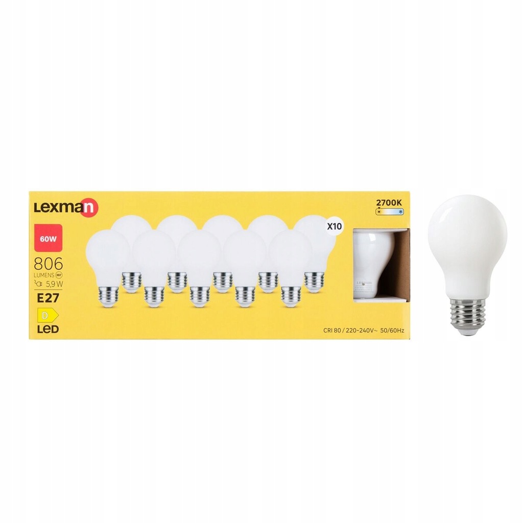 Żarówka Led E27 10 szt. 5,9 W 806 lm Ciepła