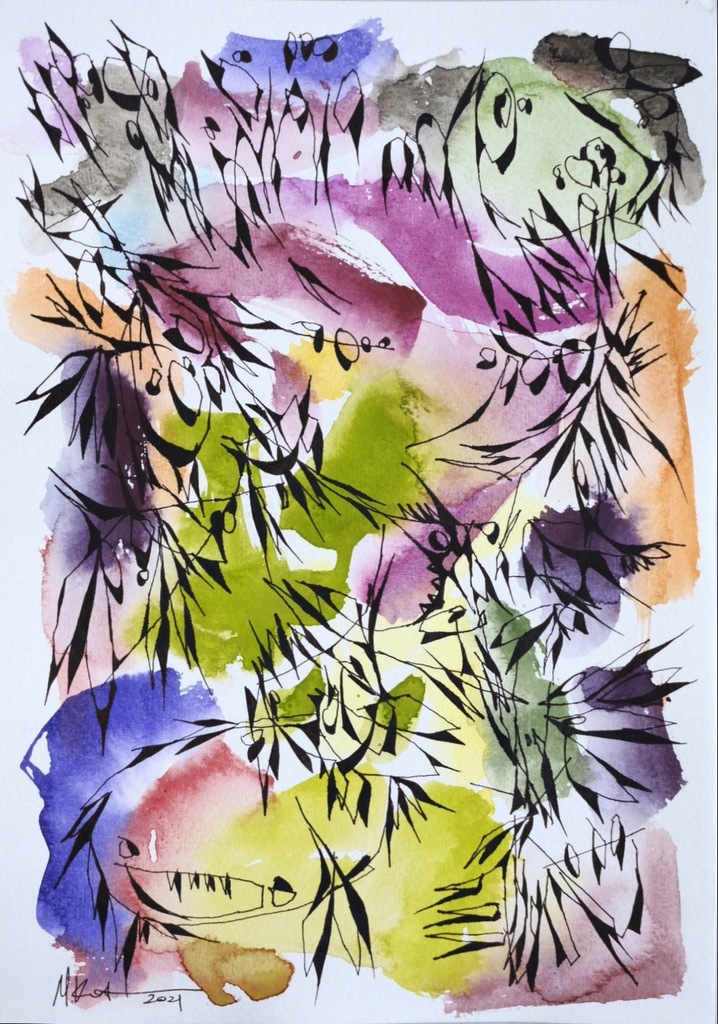 CIEKAWY RYSUNEK ABSTRAKCJA VI AKWARELA TUSZ 21x29
