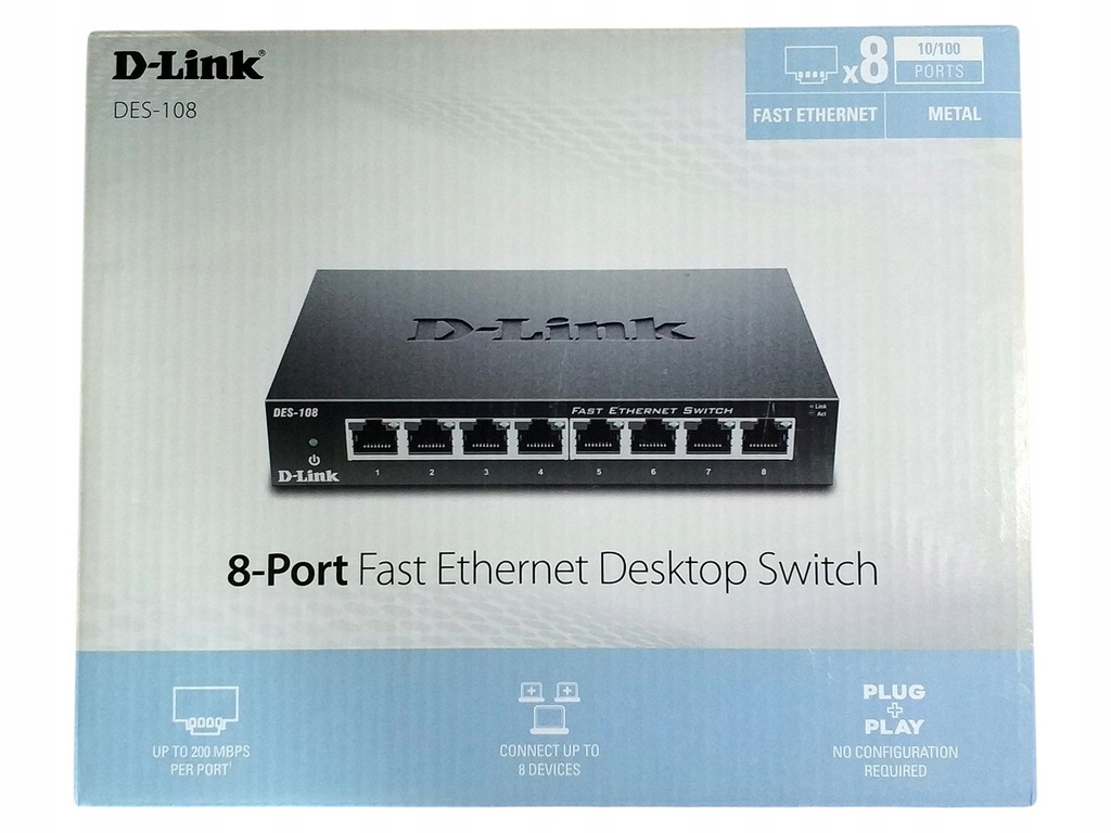 Купить Коммутатор D-Link DES-108 10/100 8-портовый Fast Ethernet: отзывы, фото, характеристики в интерне-магазине Aredi.ru