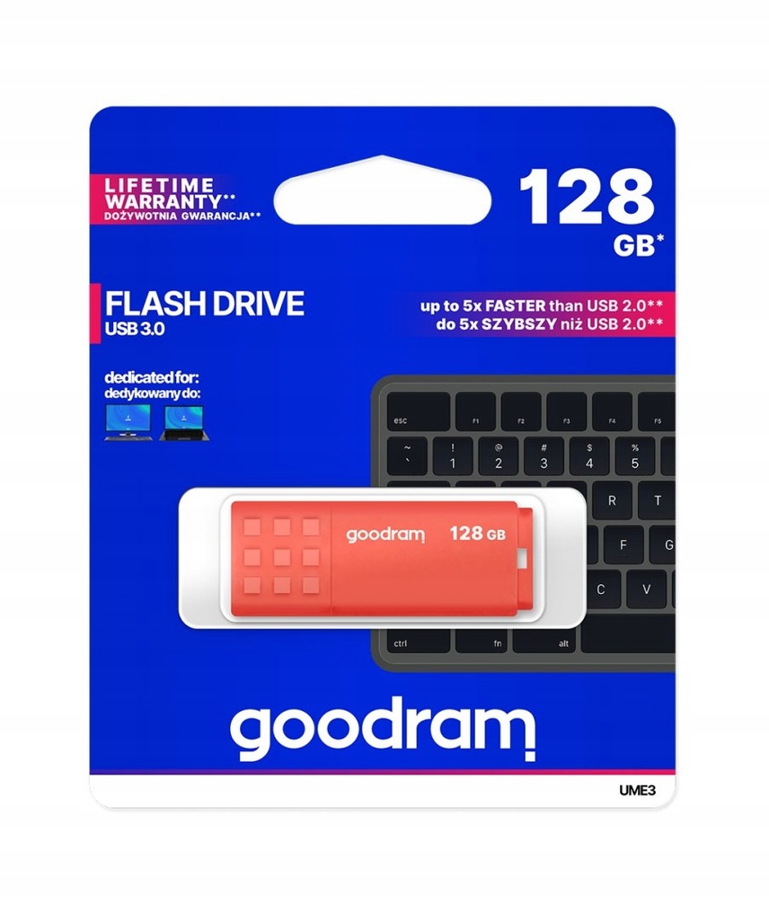 Pendrive 128GB pomarańczowy Goodram USB 3.0