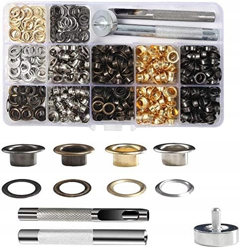 ZESTAW 400x NAPY OCZKA METALOWE 6mm DO PLANDEK UBRAŃ+ OCZKARKA + ZACISKARKA