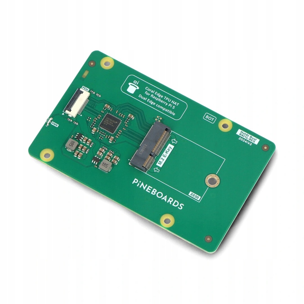 Pineboards Hat AI! Dual - adapter Google Coral Dual Edge TPU PCIe M.2 E-key