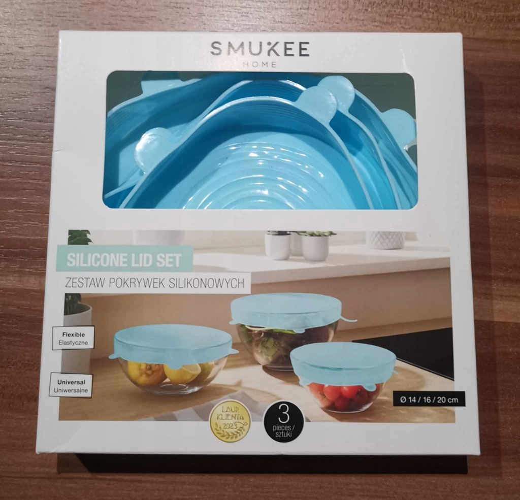 Zestaw 3 szt. pokrywek silikonowych na miski SMUKEE niebieskie 14/16/20 cm