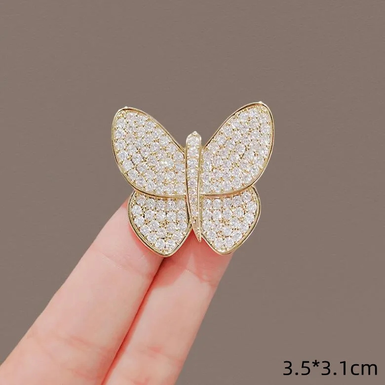 Luxurious Colorful Inlaid Zircon Hollow Butterfly Brooch Insect Rhinestone