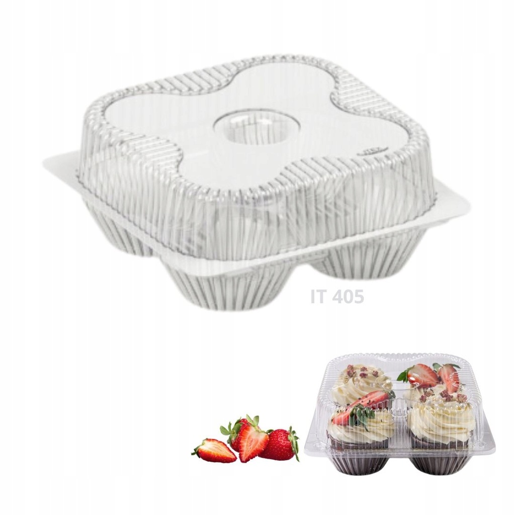 Pojemnik cukierniczy zamykany na babeczki muffiny plastikowy