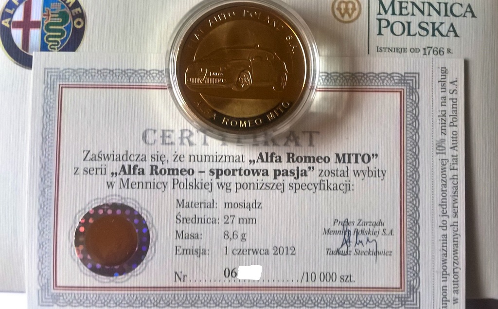 NUMIZMAT "Alfa Romeo MITO" + "Alfa Romeo Giulietta" 2012 - PAKIET 11 szt