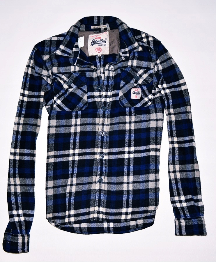 5242-8 ...SUPERDRY m#b FLANELOWA KOSZULA KRATA r.L