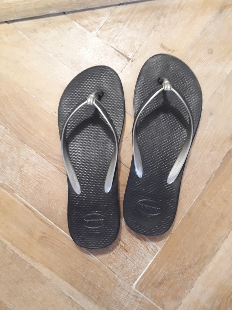 Klapki havaianas czarne ze srebrem rozm 39-40